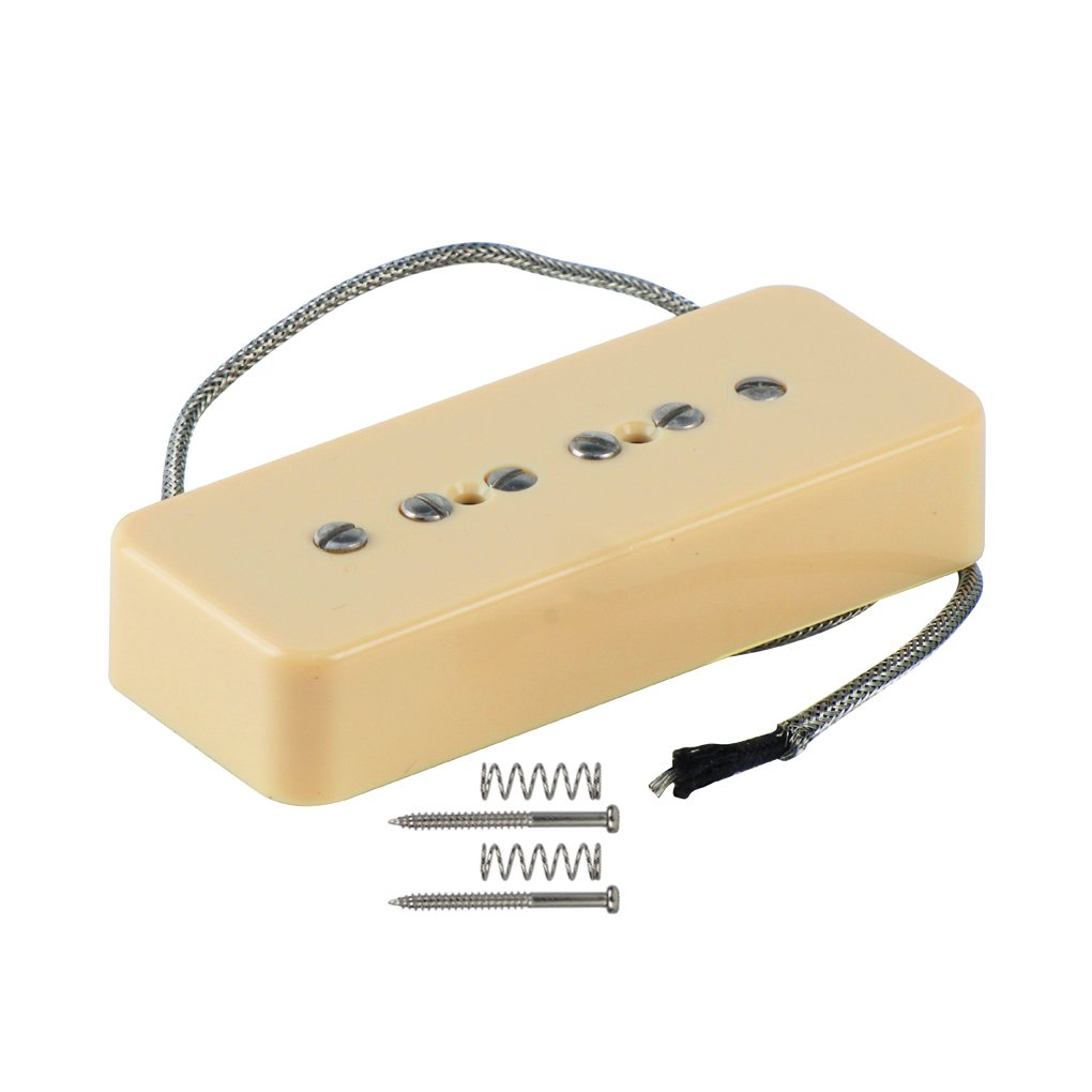 FLEOR Alnico 5 P90 Soapbar Pickups Bridge Pickup Single Coil Pickup for LP/SG Electric Guitar, Cream