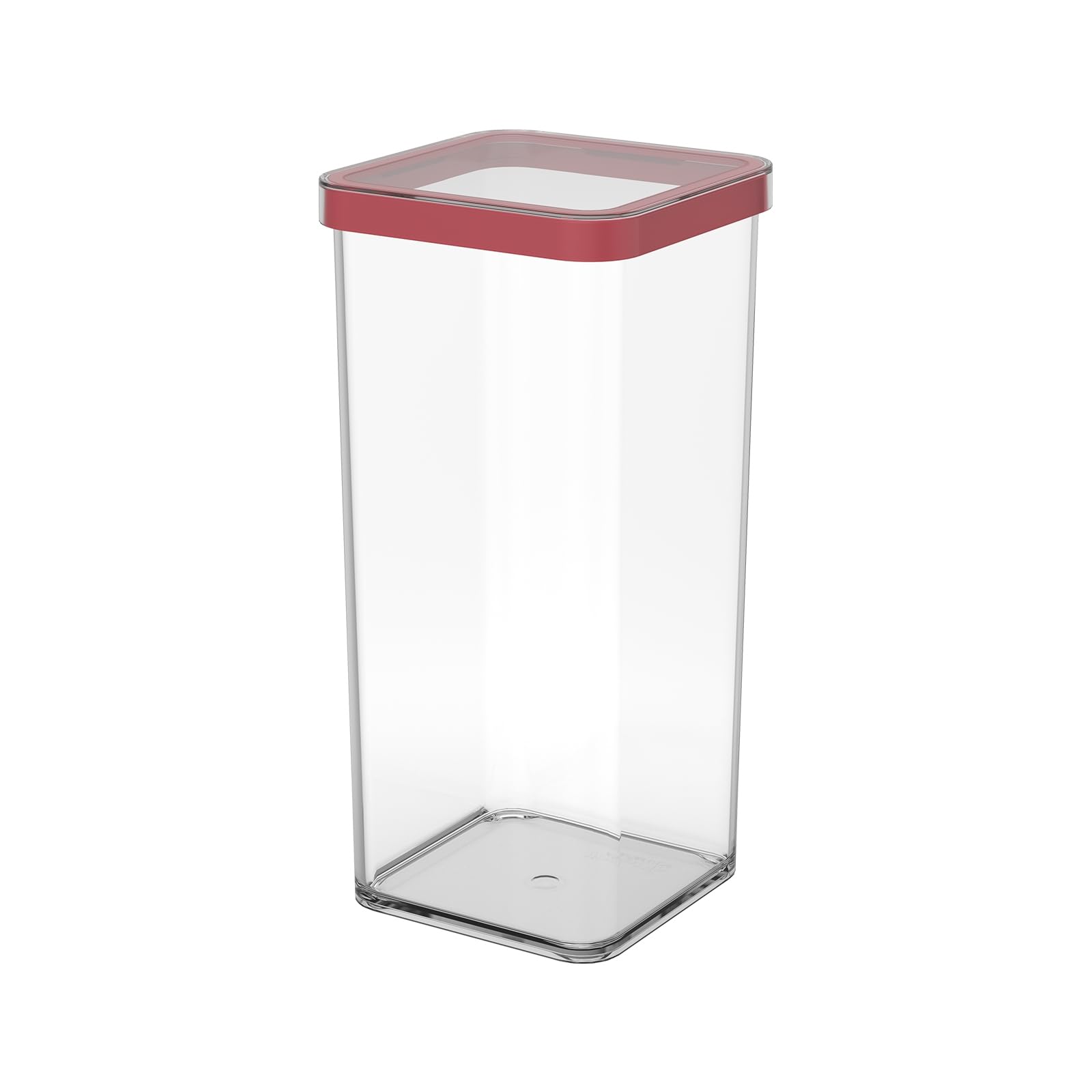Rotho, Loft, square storage box 1.5l with lid and seal, Plastic (PP) BPA-free, transparent/red, 1,5l (10,0 x 10,0 x 21,4 cm)