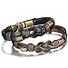 FIBO STEEL.Vintage Alloy Braided Leather Bracelet for Men Wrist Rope, 2 Pcs a Set 8.5 inches