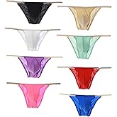 Golirsteca Men's Ice Silk Triangle Briefs Low Waist Thin Strap Half Back Coverage Bikini Briefs Underwear Breathable Panties