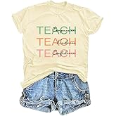 Teacher Shirts for Women Funny Graphic Tees Tops Casual Letter Print Teacher Gift Tshirt