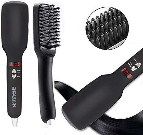 EnPassion Hair Straightening Brush - For Gorgeous Long Lasting Shine - Black