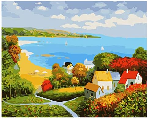 Pintura De Números Ciudad Costera Villa Pintura Al Óleo Sobre Lienzo