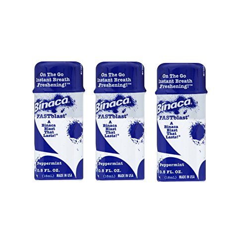 Binaca Fast Blast Breath Spray PepperMint 0.50 oz (Pack of 3)