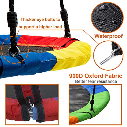 Nestschaukel Tellerschaukel 120cm Garten-Schaukel Kinderschaukel für Kinder und Erwachsene mit Wimpel (Bunt 120cm) – Bild 6