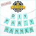 Damka DIY Party Banner Letter Set w/Punctuation (64-Piece Kit) Reusable, Gold and Turquoise Lettering | Custom Signs for Birthday Parties, Wedding, Bachelorette, Halloween, Events