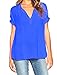 Generic Womens Plain Short Sleeve V-neck Chiffon Top Tee Blouse