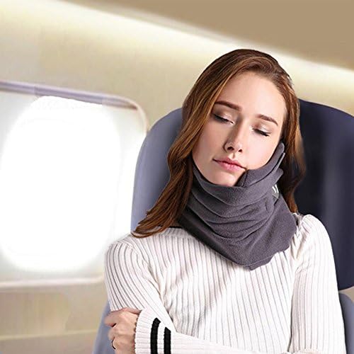 MATSSTORE Travel Pillow,Head Neck and Chin Support Neck Travel Pillow For Airplane Pillow Scarf Wrap Lightweight &amp; Washable Grey