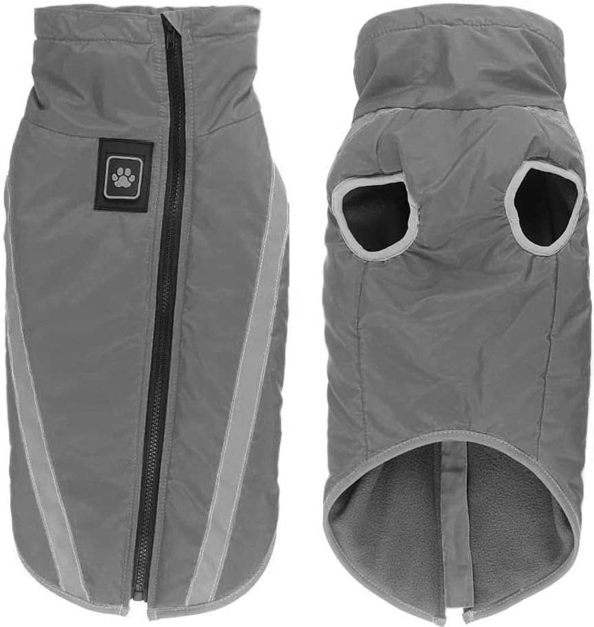 Idepet Waterproof Dog Coat Winter Warm Jacket,Windproof Pet Clothes Dog Jacket Outfit for Small Medium Large Dogs with Harness Hole XL-6XL