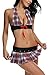 Avidlove Sexy Babydoll Lingerie Set Role Play Mini Plaid Skirt Red XL