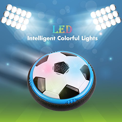 Game Toy for kids, Amazing Hover Ball with LED Lights & Foam Bumpers Football Toys for children Air Power Training Ball for Indoor or Outdoor with Parents Game Perfect for Kids gifts(Blue/Black)