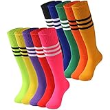 Knee High Socks Men, saounisi Unisex Stripe Football Soccer Sports Team Socks 2/6/10 Pairs