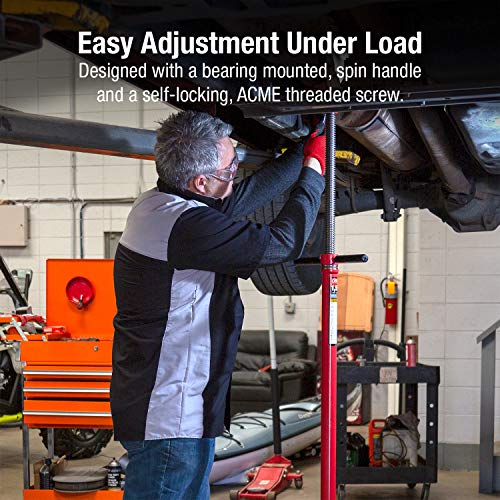 Sunex 6809A, Underhoist Support Stand, ¾ Ton Capacity, 12 Inch Diameter Base, Contoured Saddle, Bearing Mounted Spin Handle, Self-Locking ACME Threaded Screw, Supports Vehicle Components - Image 6