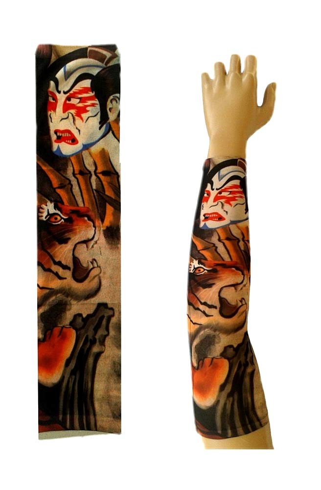 KIRALOVE Tattoo sleeve - sleeve - fake tattoo - image - tiger and samurai - tatoo - half sleeve - tribal - original gift idea - w13
