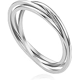 VQYSKO Triple Interlocked Rolling Ring for Women-Stainless Steel Stacking Rose gold Minimalist Promise Ring for Love/Engagement/Wedding, Size 4-12