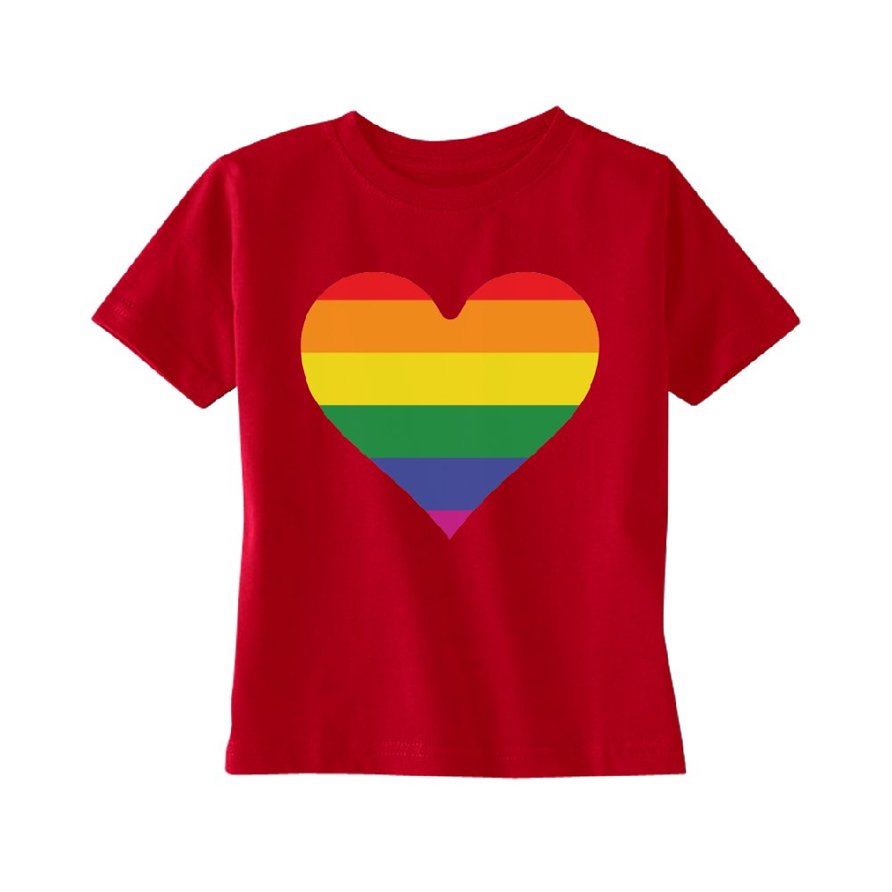 Rainbow Heart Gay Pride Toddler T-Shirt LGBT Walk Gift Pride Kids Red 2T