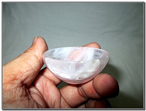 Jet Natural Rose Quartz Bowl 2" Free Booklet Jet International Crystal Therapy Gemstone A+ Hand Carved Rare Crystal Altar Healing Tray Dish Devotional Focus Spiritual Chakra Cleansing Metaphysical Psychic Reiki Balancing Divine Quality Energy Esteem Gift Beautiful Offering God Deity Unique Lovely Attractive