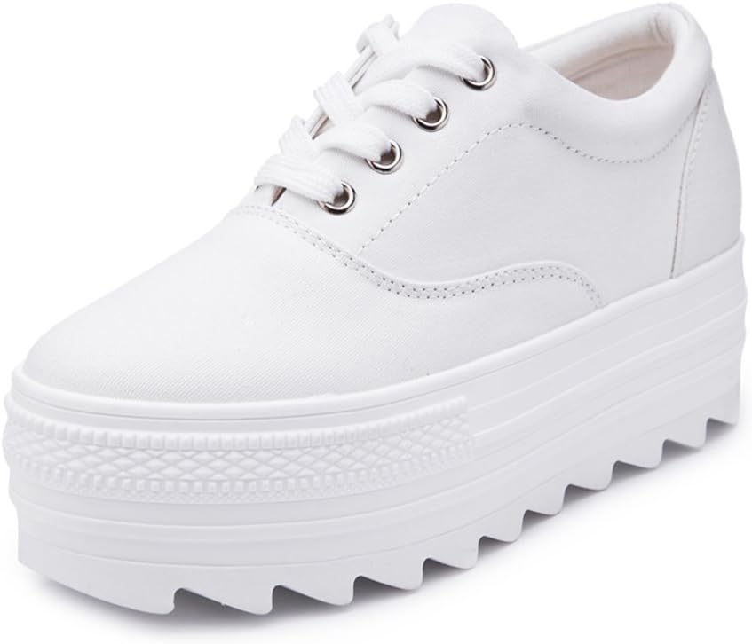 PP FASHION Women's Wedges Canvas Shoes Lace Up Fashion Platform Sneakers