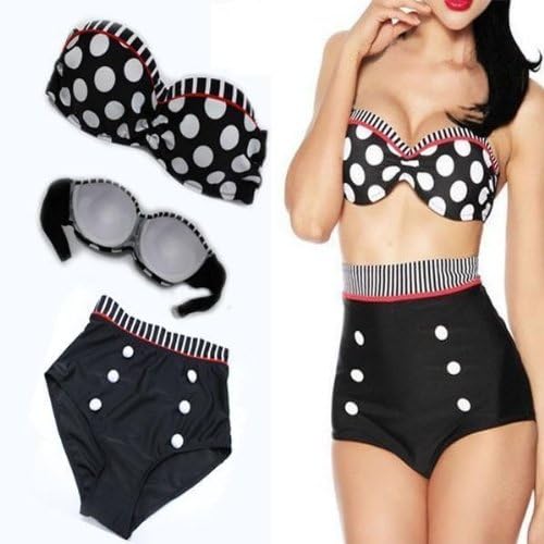 New Fashion Ladies High Waisted Swimsuit Push up Retro Vintage High Waist Bikini Sets