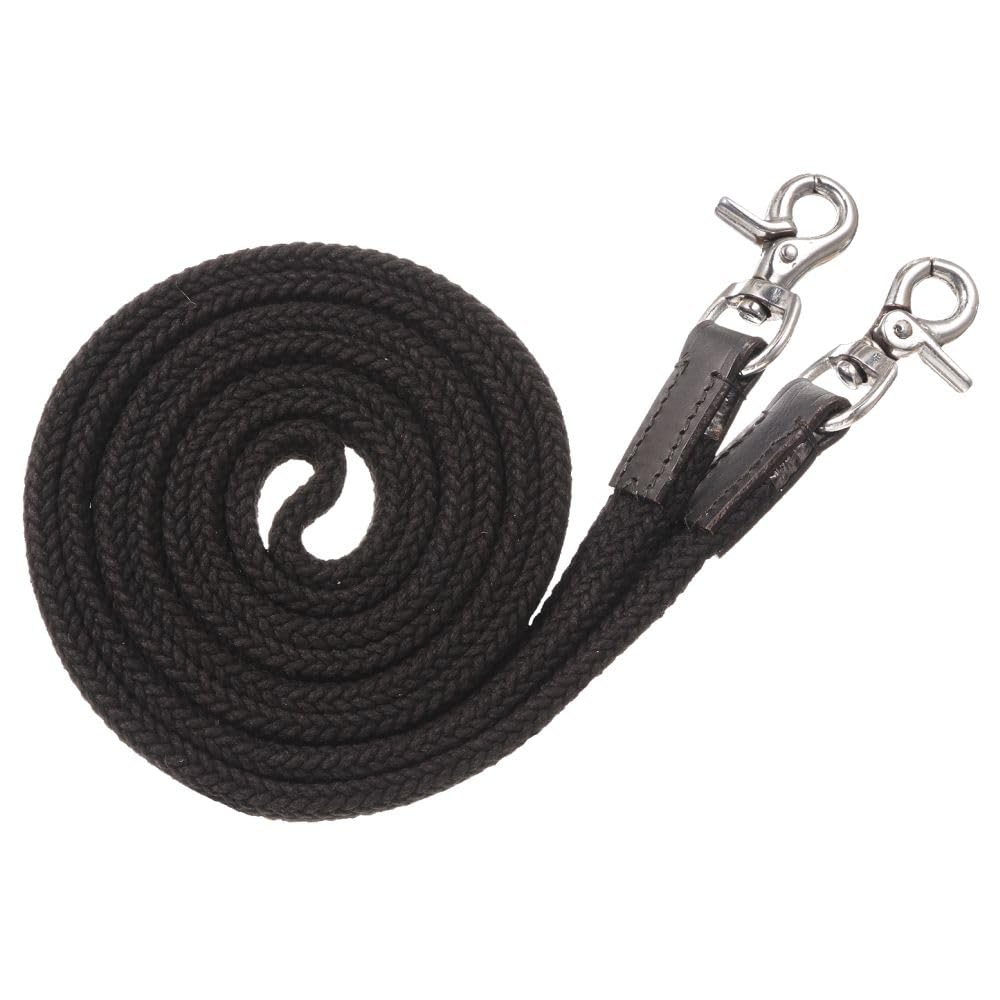 Tough 1 Royal King Deluxe Flat Roping/Contest Reins, Black, 3/4" Diameter