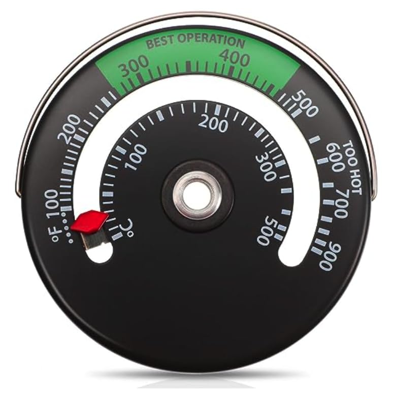 NDS Magnetic Stove Thermometer Fire Stove Thermometer Gauge for Wood Log Chimney Oven Temperature Meter (1) UK