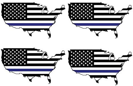 Support Police Law Enforcement - Made for Trucks and Cars - American Flag Thin Blue Line Magnet - 4 PACK