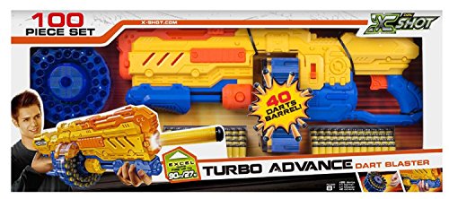 X-Shot Turbo Advance Xcess Dart Blaster Shooter Playset - w/ Blaster, Darts and Accessories - 100 Pieces