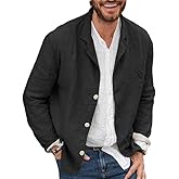 Men's Linen Shirt, Lightweight Suit Jacket, Lapel Button Loose Oversized Sports top