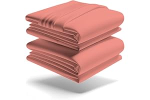 Mezzati Brushed Microfiber Bed Sheet Set - Ultra Soft and Lightweight for Ultimate Sleep Comfort, Wrinkle Free and Color Fade Resistant, 4 Piece Set (Coral Rose,King Size)