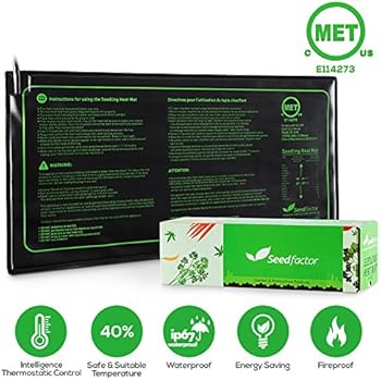 MET certified Seedling Heat Mat, Seedfactor Waterproof Durable Germination Station Heat Mat, Warm Hydroponic Heating Pad for Indoor & Outdoor Home Gardening Seed Starter(10" x 20")