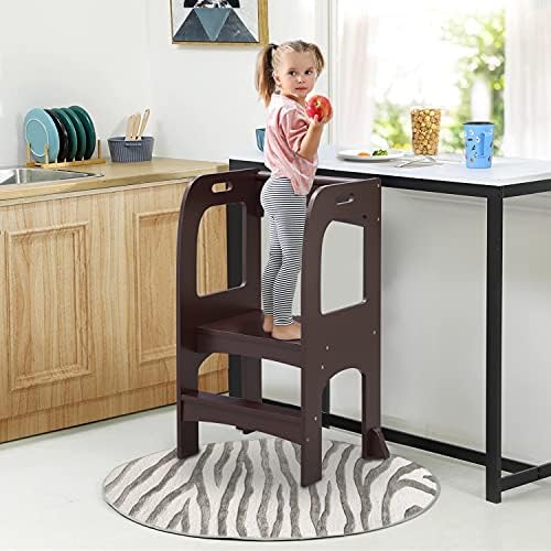 Sweetgo Kitchen Helper Tower Safety Step Stool Toddler Step Stool Activity Tower Kid Wooden