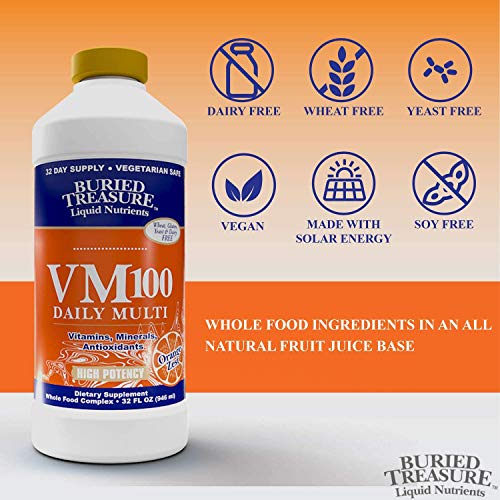 Buried Treasure VM100 Daily Multi Liquid Vitamins and 70 Minerals Plus