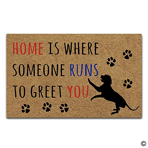 Artswow Doormat Home is Where Someone Runs to Greet You Doormat Welcome Mat Home Decorative Indoor Outdoor Door Mat Non Slip Rubber Backing 23.6 Inch 15.7 Inch