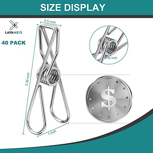Layameis 40 Pack Clothes Pins, Chip Clips, Super Strong Spring Clips