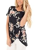 Chase Secret Womens Floral Printed Knot Front Tee Shirt Tunic XX-large Black