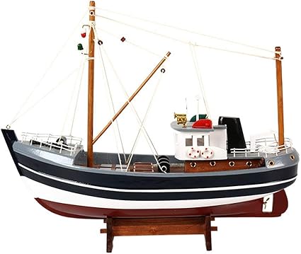 Models Scaled Simulated Fishing Boat Decoration Craft Boat Sailing Home Decorations Scaled Boats Color Blue Size 40 32 5 12cm Amazon Co Uk Kitchen Home