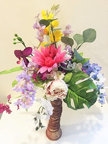 Faux Peony, Succulent and orchid Floral Arrangement- Artificial Flower Arrangement tall flower vase