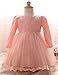 NNJXD Girls' Tulle Flower Princess Wedding Long Sleeve Dress for Toddler and Baby Girl Size 12-18 Months Pure Pink