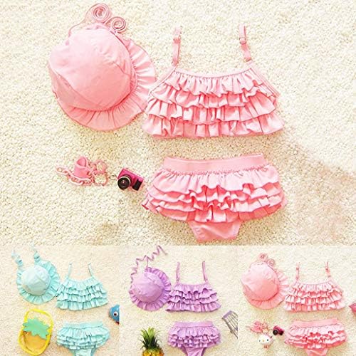 Maillot De Bain Bebe Fille Anti Uv 3pcs Bikini Bonnet Dentelle A Sechage Rapide Combinaison Bebe Maillot De Plongee 6mois 5ans Plage Piscine Vacances Cadeaux Bebe Fille Maillots De Bain Bebe