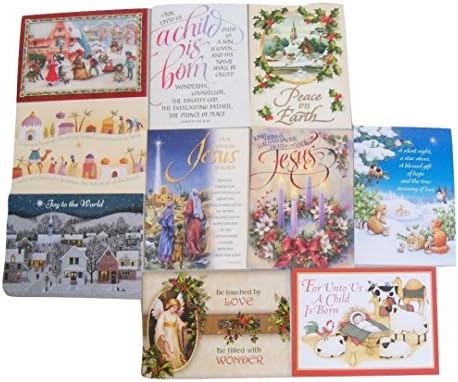 Religious Christmas Card 10 Pack ~ Our Savior Jesus is Born, Be Touched by Love Be Filled by Wonder (5" x 7"; White Envelopes)