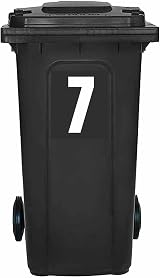 Packwith Pack of 4 White Wheelie Bin Number 7 Stickers 17 cm Vinyl view 1
