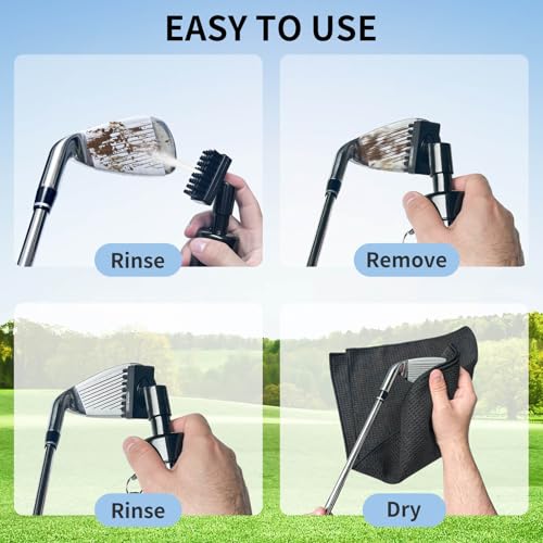 BAPOTH Golf Club Cleaner, Non-Leaking Golf Brush with Strong Bristles, Easy Access with Retractable Clip, Golf Club Brush Can Hold 5 oz Water, Essentials Golf Accessories Gifts for Men Women
