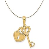 The Black Bow 14k Yellow Gold Key and Heart Shaped Lock Necklace