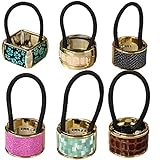 kilofly 6pc Cuff Elastic Band Ponytail Holder Hair Tie Styling Wrap Set