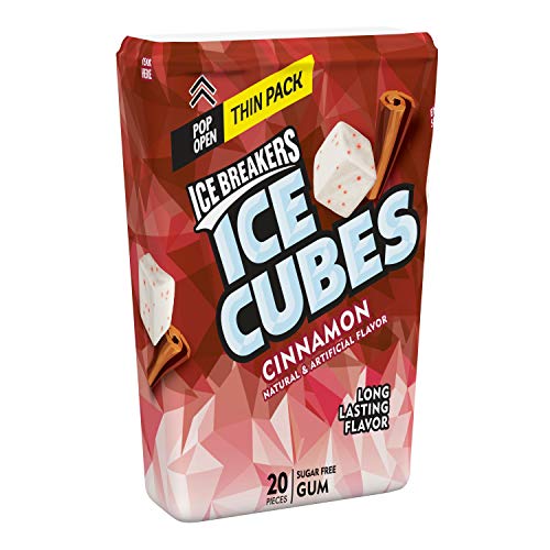 ICE BREAKERS ICE CUBES Cinnamon Flavored Sugar Free Chewing Gum, Made