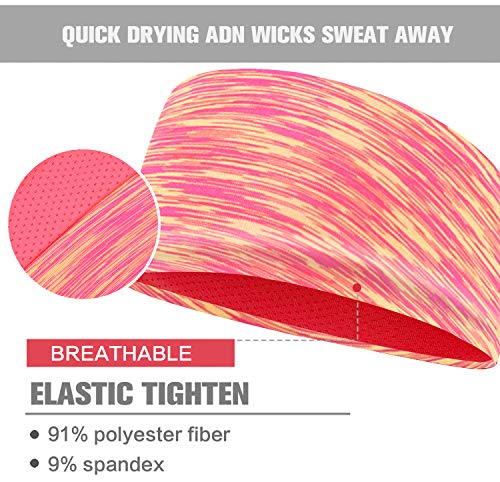 Workout Headbands for Women Non Slip - Sweat Wicking Hair Bands for Yoga Fitness Sports Running,Elastic,Fits All Head Sizes and Under Helmets 3 51Ett6OwEdL