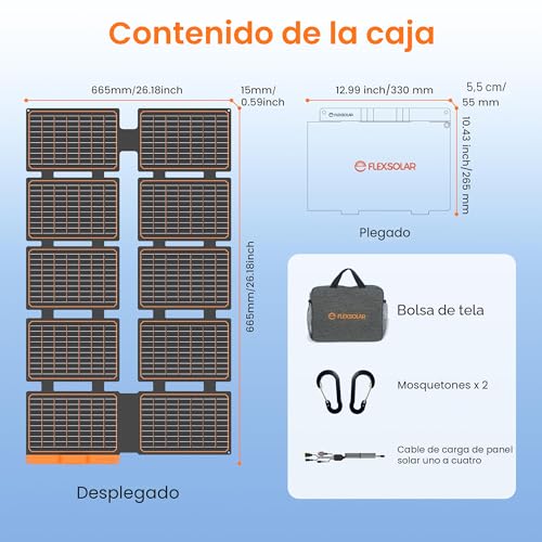 FlexSolar Solar Panel 100W,Foldable Solar Module for Portable Solar Generators Foldable Solar Charger for Small Generators,Mobile Power Supply, PC