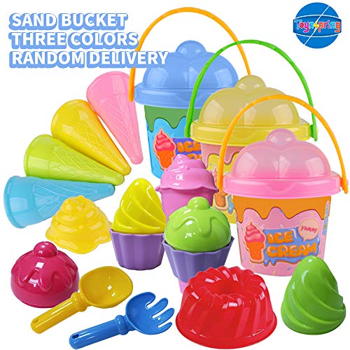 Tcvents 18 Pieces Beach Toys Ice Cream Mold Set, Sand Toys for Kids Age