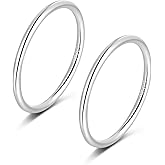 CANDYFANCY 925 Sterling Silver 1.2mm Stacking Midi Thin Rings Thumb Pinky Ring Stack Knuckle Rings for Women Band Ring Size 2.5-8.5