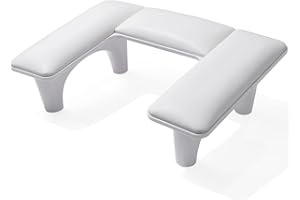 WILFNIEE Wifniee U-shaped Arm Rest for Nails Tech: PU Leather Manicure Hand Rest - 15° Inclined Nail Armrest Stand for Nail Tech (White)